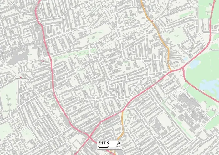 Framed Print : Waltham Forest E17 9 Print Map Framed Print : Waltham Forest E17 9 Print Map