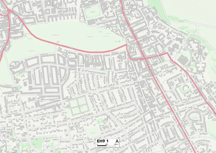 Framed Print : Edinburgh EH9 1 Postcode Sector Print Map Framed Print : Edinburgh EH9 1 Postcode Sector Print Map