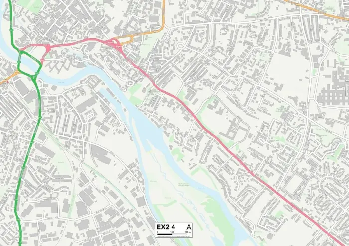 Framed Print : Exeter EX2 4 Print Map Sector