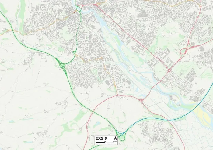 Framed Print : Exeter EX2 8 Print Map Sector