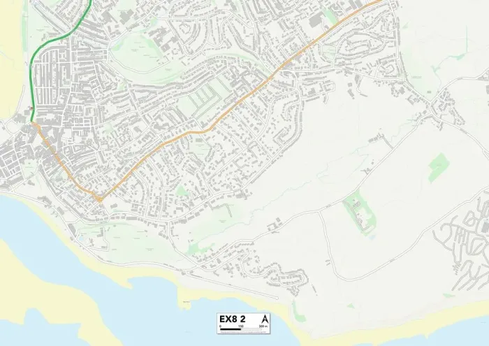 Framed Print : Exeter EX8 2 Postcode Sector Print Map Framed Print : Exeter EX8 2 Postcode Sector Print Map
