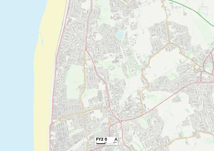 Framed Print : Blackpool FY2 0 Print Map Sector