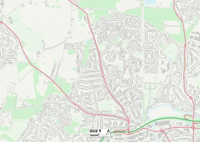 Framed Print : Guildford GU2 9 Print Map Sector