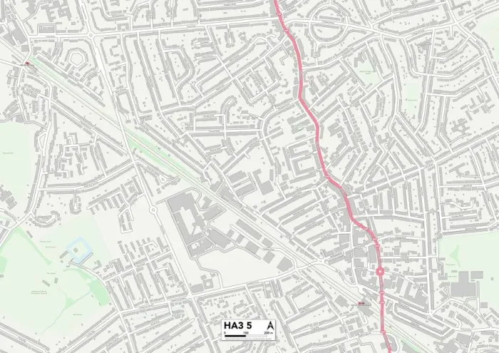 Framed Print : Harrow HA3 5 Print Map Sector Framed Print : Harrow HA3 5 Print Map Sector