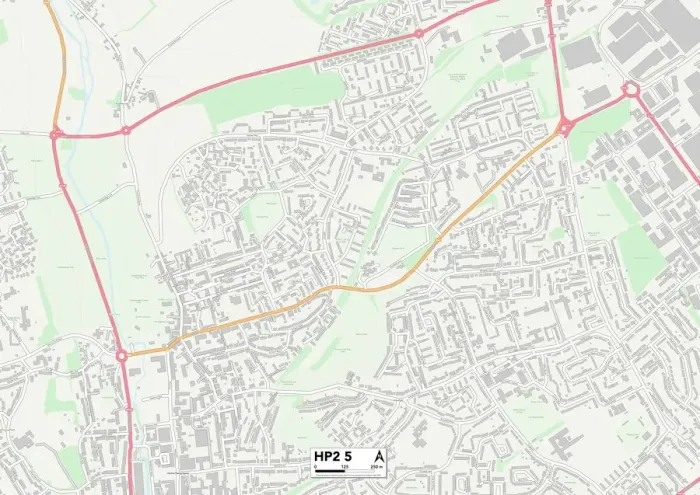 Framed Print : Dacorum HP2 5 Print Map Sector Framed Print : Dacorum HP2 5 Print Map Sector