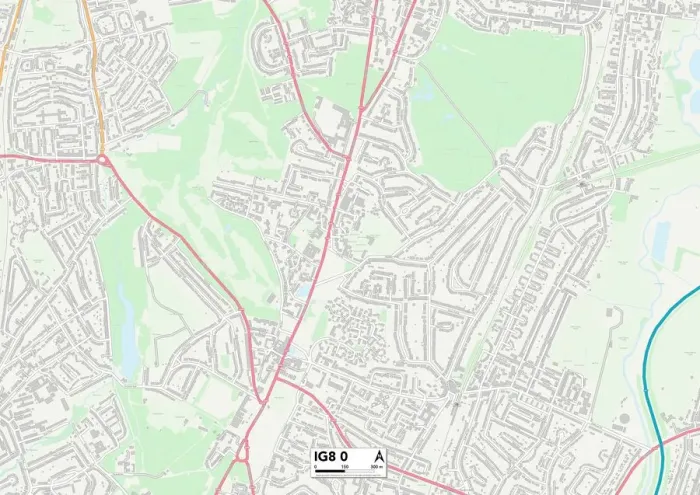 Framed Print : Redbridge IG8 0 Print Map Postcode Sector