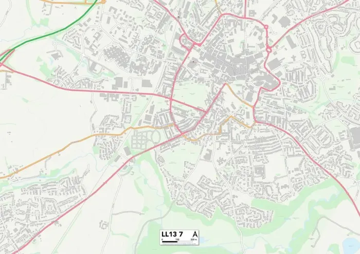 Framed Print : Wrexham LL13 7 Postcode Sector Print Map
