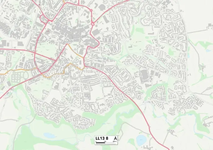 Framed Print : Wrexham LL13 8 Postcode Sector Print Map