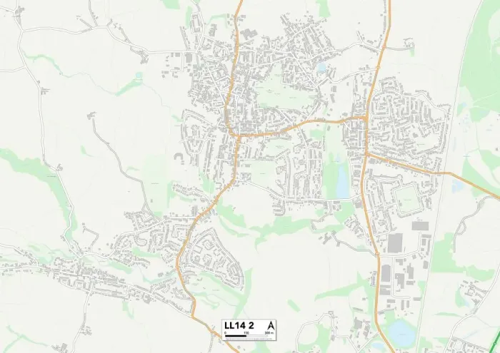 Framed Print : Wrexham LL14 2 Postcode Sector Map Print Framed Print : Wrexham LL14 2 Postcode Sector Map Print