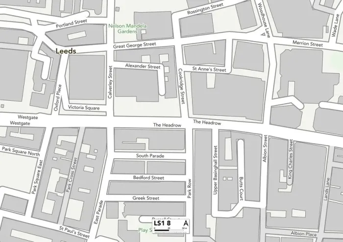 Framed Print : Leeds LS1 8 Print Map Sector Postcode Framed Print : Leeds LS1 8 Print Map Sector Postcode