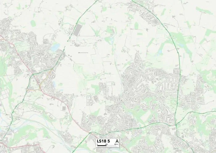 Framed Print : Leeds LS18 5 Print Postcode Sector Map Framed Print : Leeds LS18 5 Print Postcode Sector Map