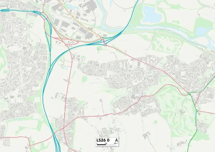 Framed Print : Leeds LS26 0 Postcode Sector Print Map