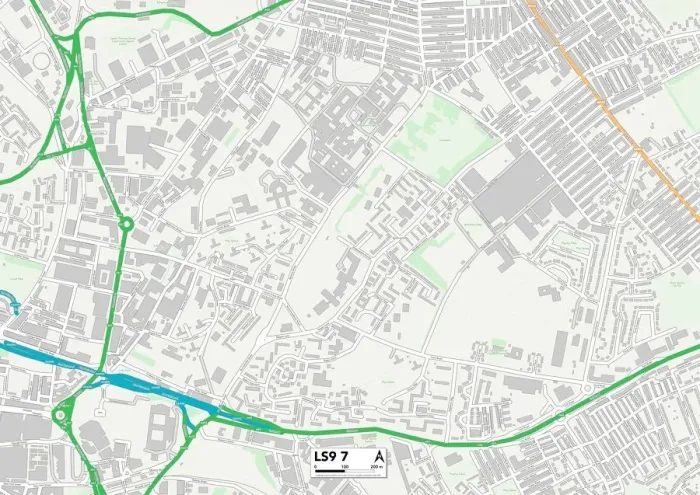 Framed Print : Leeds LS9 7 Print Map Sector Framed Print : Leeds LS9 7 Print Map Sector