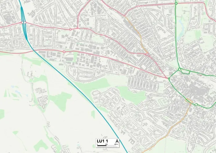 Framed Print : Luton LU1 1 Postcode Sector Print Map Framed Print : Luton LU1 1 Postcode Sector Print Map