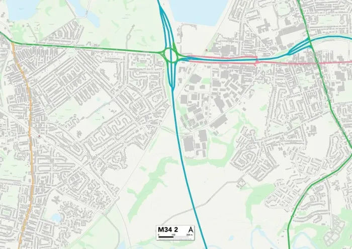 Framed Print : Tameside M34 2 Print Map Sector Framed Print : Tameside M34 2 Print Map Sector
