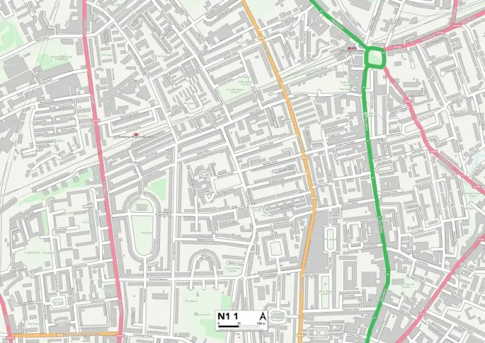 Framed Print : Hackney N1 1 Postcode Sector Print Map