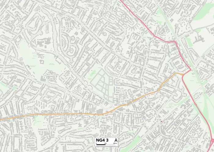 Framed Print : Gedling NG4 3 Postcode Sector Print Map Framed Print : Gedling NG4 3 Postcode Sector Print Map