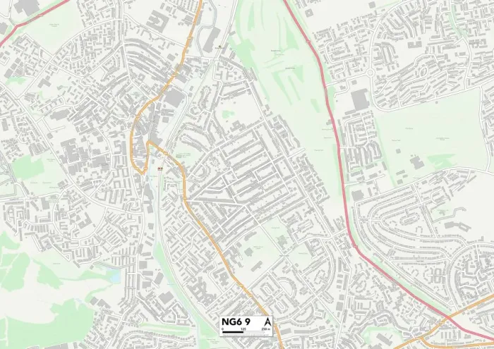 Framed Print : Nottingham NG6 9 Print Map Sector Framed Print : Nottingham NG6 9 Print Map Sector