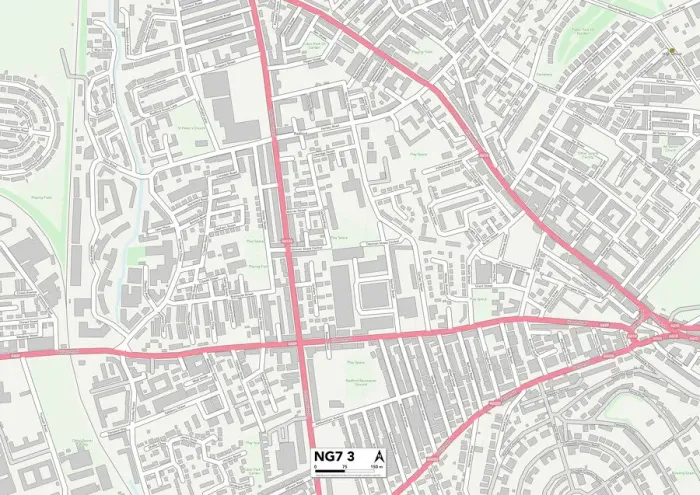 Framed Print : Nottingham NG7 3 Print Map Sector Framed Print : Nottingham NG7 3 Print Map Sector
