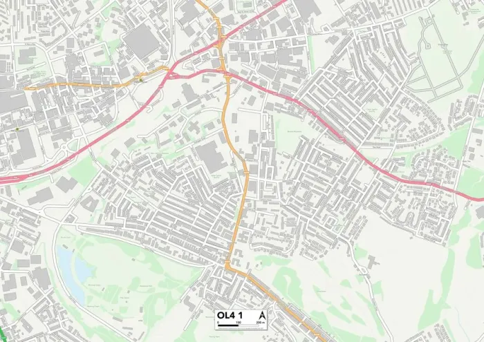Framed Print : Oldham OL4 1 Print Map Sector Framed Print : Oldham OL4 1 Print Map Sector