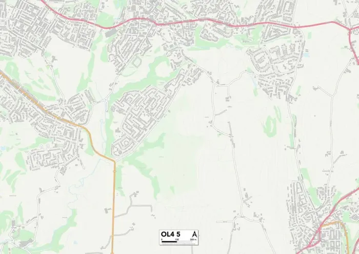 Framed Print : Oldham OL4 5 Print Map Sector Framed Print : Oldham OL4 5 Print Map Sector