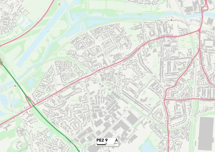 Framed Print : Peterborough PE2 9 Print Map Sector Framed Print : Peterborough PE2 9 Print Map Sector
