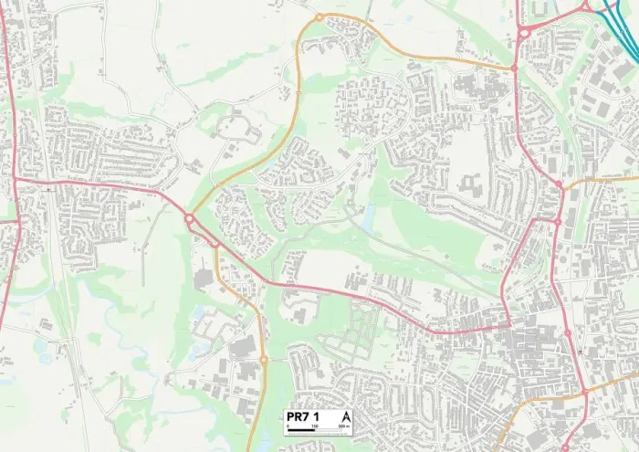 Framed Print : Chorley PR7 1 Print Map Sector Guide