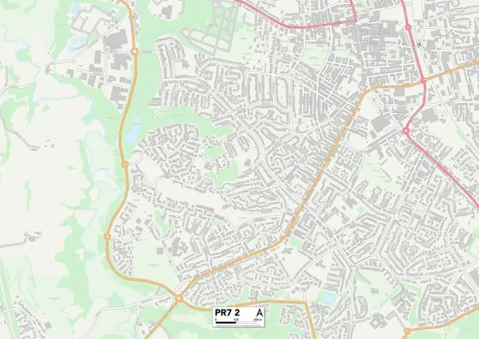 Framed Print : Chorley PR7 2 Print Map Sector Framed Print : Chorley PR7 2 Print Map Sector