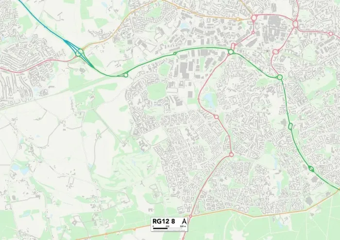 Framed Print : Bracknell Forest RG12 8 Print Map Framed Print : Bracknell Forest RG12 8 Print Map