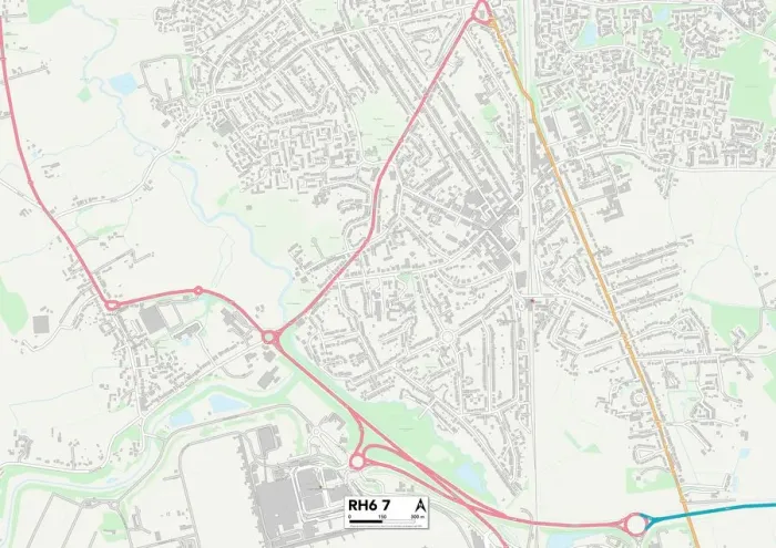 Framed Print : Crawley RH6 7 Print Map Sector Framed Print : Crawley RH6 7 Print Map Sector