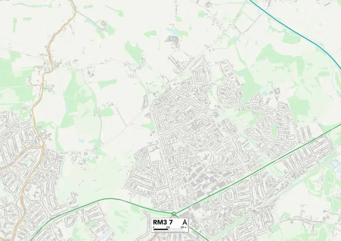 Framed Print : RM3 7 Print Map of Havering RM3 7 Area Framed Print : RM3 7 Print Map of Havering RM3 7 Area