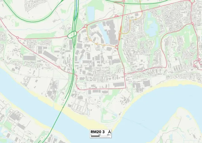 Framed Print : RM20 3 Print Map of Thurrock Area Framed Print : RM20 3 Print Map of Thurrock Area