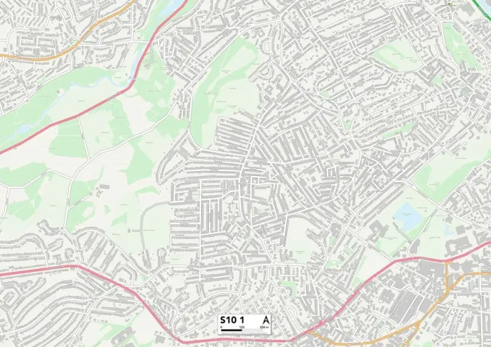 Framed Print : Sheffield S10 1 Print Map Postcode Sector Framed Print : Sheffield S10 1 Print Map Postcode Sector