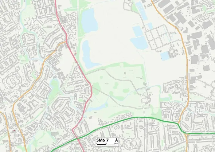 Framed Print : Sutton SM6 7 Postcode Sector Print Map Framed Print : Sutton SM6 7 Postcode Sector Print Map