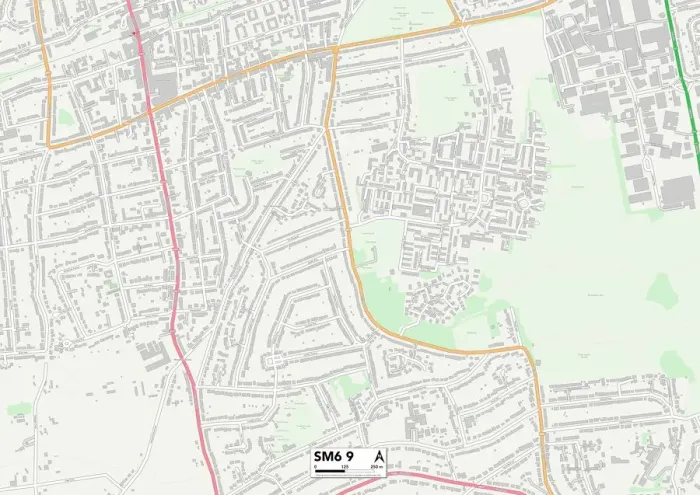 Framed Print : Sutton SM6 9 Postcode Sector Print Map Framed Print : Sutton SM6 9 Postcode Sector Print Map