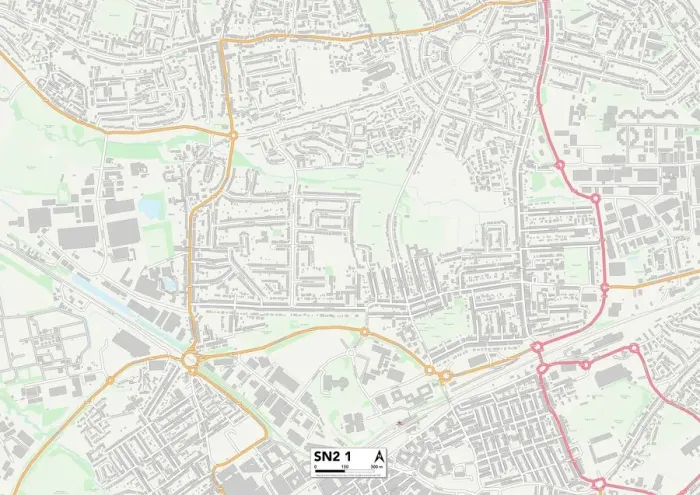 Framed Print : Swindon SN2 1 Print Map Framed Print : Swindon SN2 1 Print Map