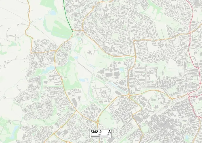 Framed Print : Swindon SN2 2 Print Map Framed Print : Swindon SN2 2 Print Map