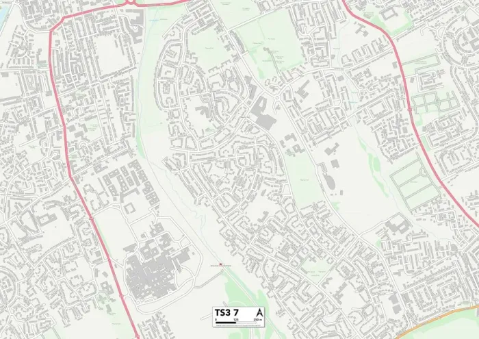 Framed Print : Middlesbrough TS3 7 Postcode Sector Print Map Framed Print : Middlesbrough TS3 7 Postcode Sector Print Map