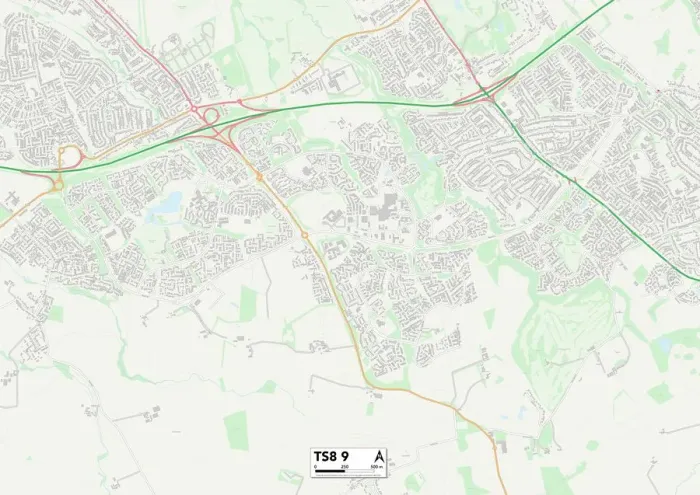 Framed Print : Middlesbrough TS8 9 Postcode Sector Print Map Framed Print : Middlesbrough TS8 9 Postcode Sector Print Map