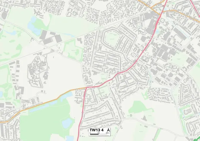 Framed Print : TW13 4 Postcode Sector Print Map of Hounslow Framed Print : TW13 4 Postcode Sector Print Map of Hounslow