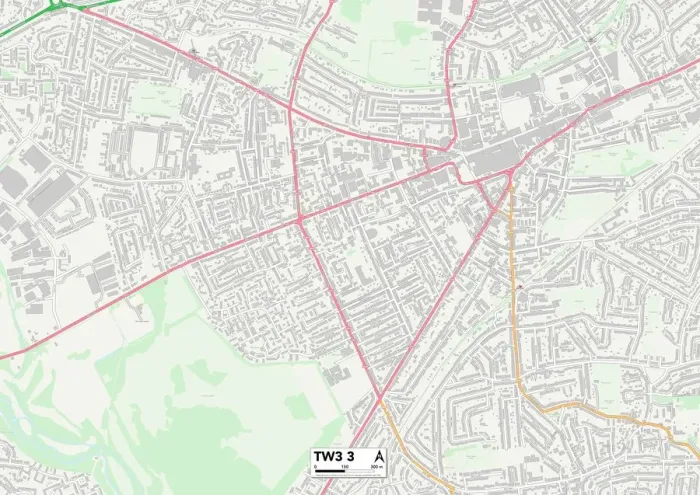 Framed Print : TW3 3 Postcode Sector Print Map of Hounslow Framed Print : TW3 3 Postcode Sector Print Map of Hounslow