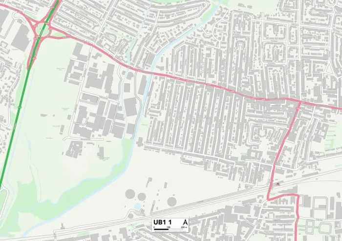 Framed Print : Ealing UB1 1 Print Map Sector Framed Print : Ealing UB1 1 Print Map Sector
