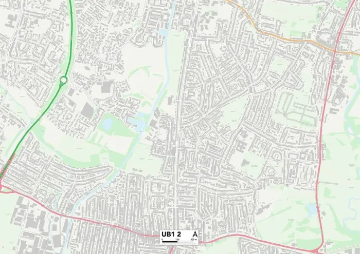 Framed Print : Ealing UB1 2 Postcode Sector Print Map Framed Print : Ealing UB1 2 Postcode Sector Print Map