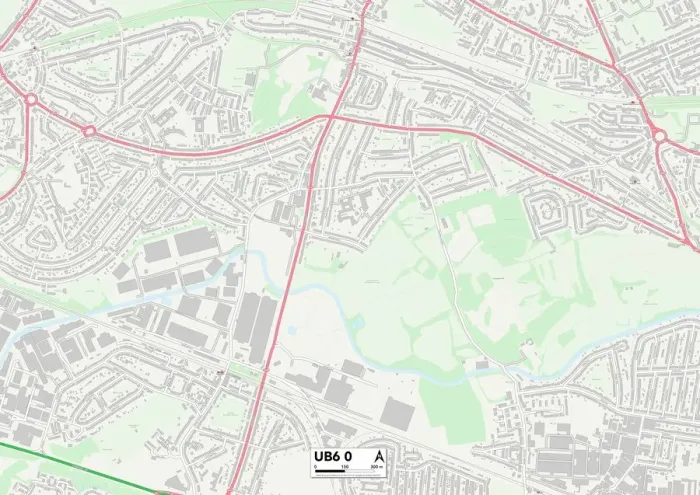 Framed Print : Ealing UB6 0 Postcode Sector Print Map Framed Print : Ealing UB6 0 Postcode Sector Print Map