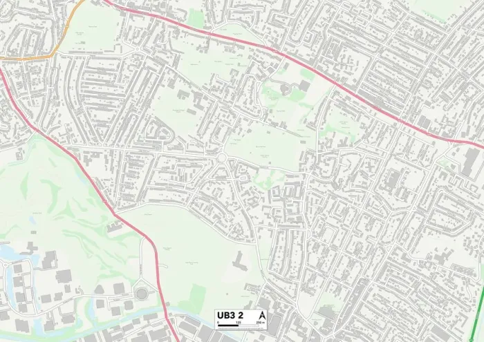 Framed Print : Hillingdon UB3 2 Print Map Sector Guide Framed Print : Hillingdon UB3 2 Print Map Sector Guide