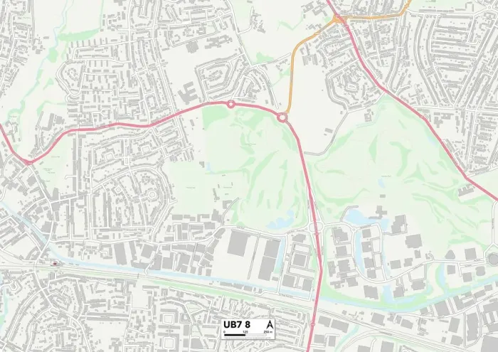 Framed Print : Hillingdon UB7 8 Print Map Sector Framed Print : Hillingdon UB7 8 Print Map Sector
