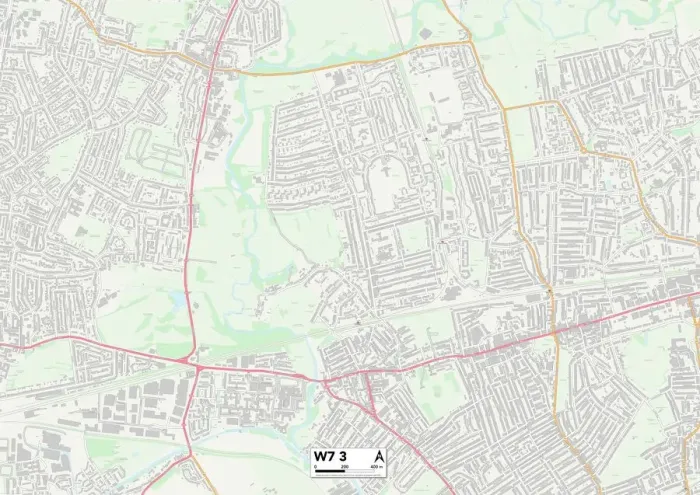 Framed Print : Ealing W7 3 Postcode Sector Print Map Framed Print : Ealing W7 3 Postcode Sector Print Map