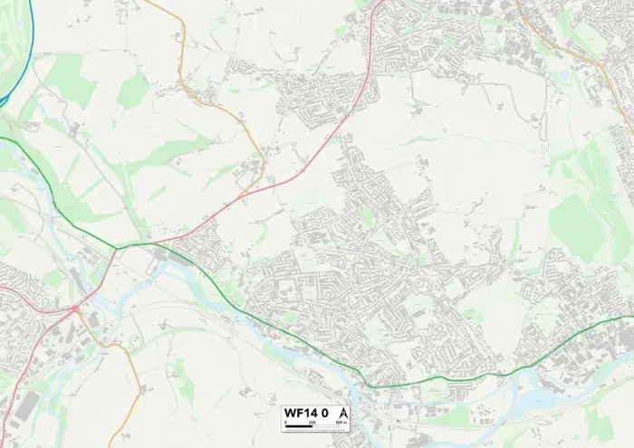 Framed Print : Kirklees WF14 0 Print Map Sector Framed Print : Kirklees WF14 0 Print Map Sector