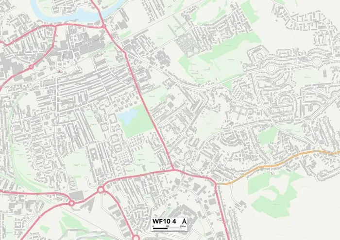 Framed Print : Wakefield WF10 4 Postcode Sector Print Map Framed Print : Wakefield WF10 4 Postcode Sector Print Map