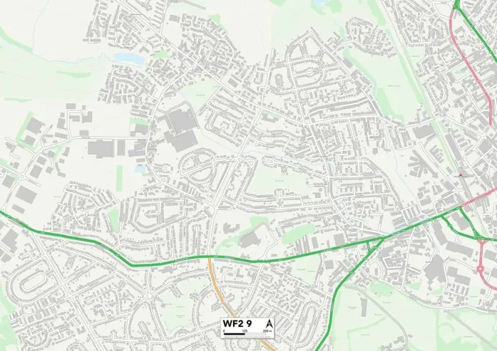 Framed Print : Wakefield WF2 9 Print Postcode Sector Map Framed Print : Wakefield WF2 9 Print Postcode Sector Map
